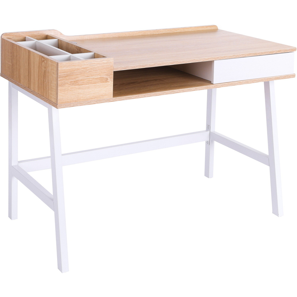 Portland Computer Writing Desk Oak and White Image 2