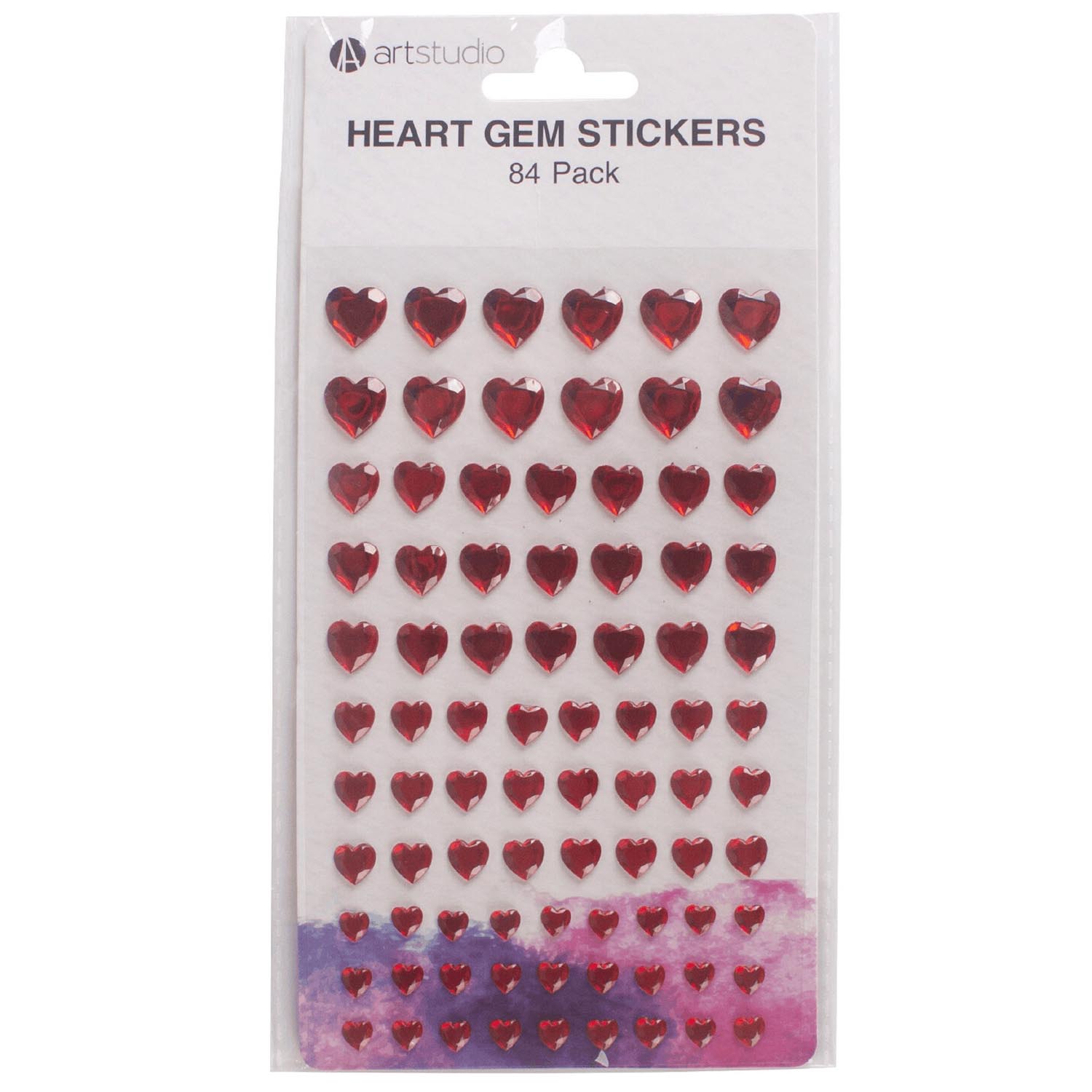 Art Studio Heart Gem Stickers - Red Image