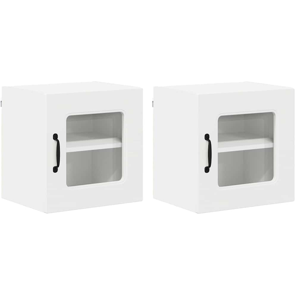 vidaXL Kalmar Single Glass Door White Wall Mounted Kitchen Cabinet Set of 2 Image 2