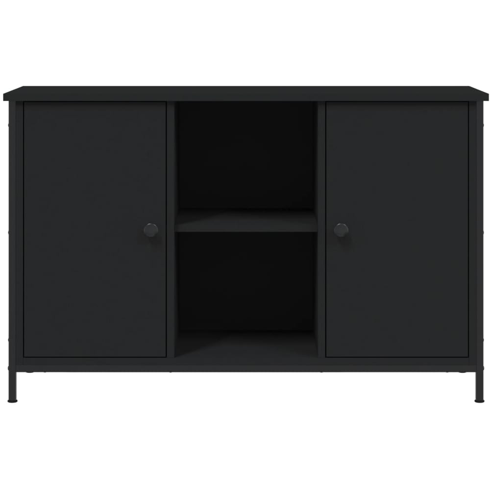 vidaXL 2 Door 2 Shelf Black TV Cabinet Image 3