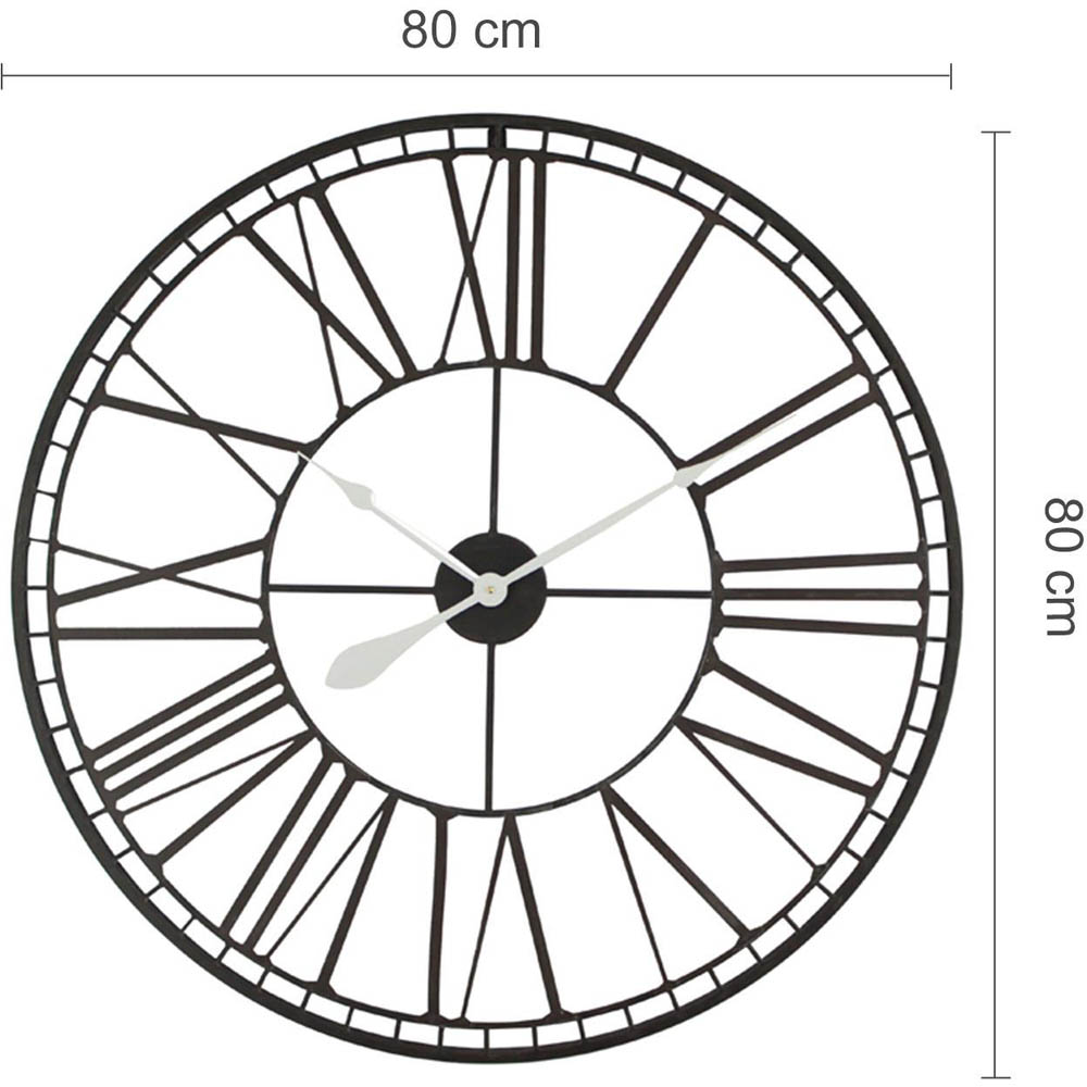 WALPLUS Black Roman Number Wall Clock 80cm Image 4