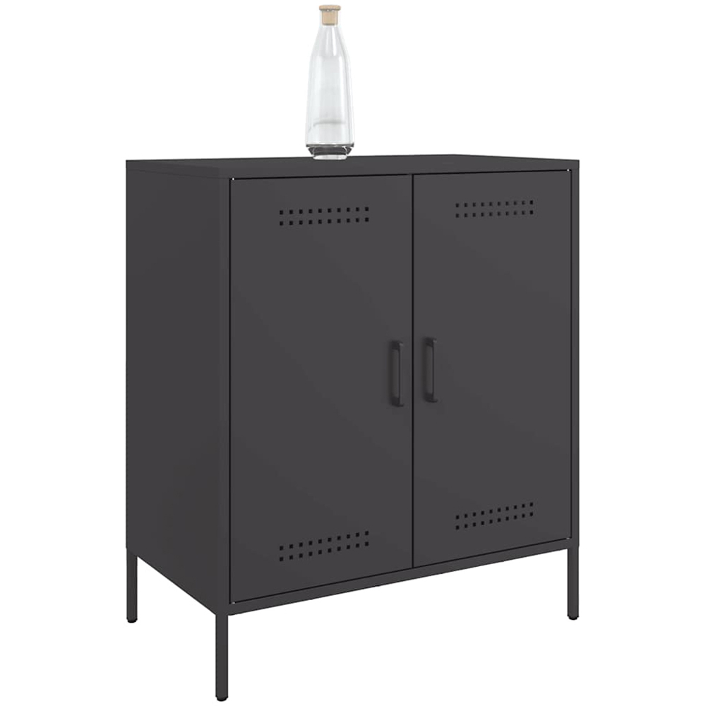 vidaXL 2 Door Black Steel Industrial Style Sideboard Image 4