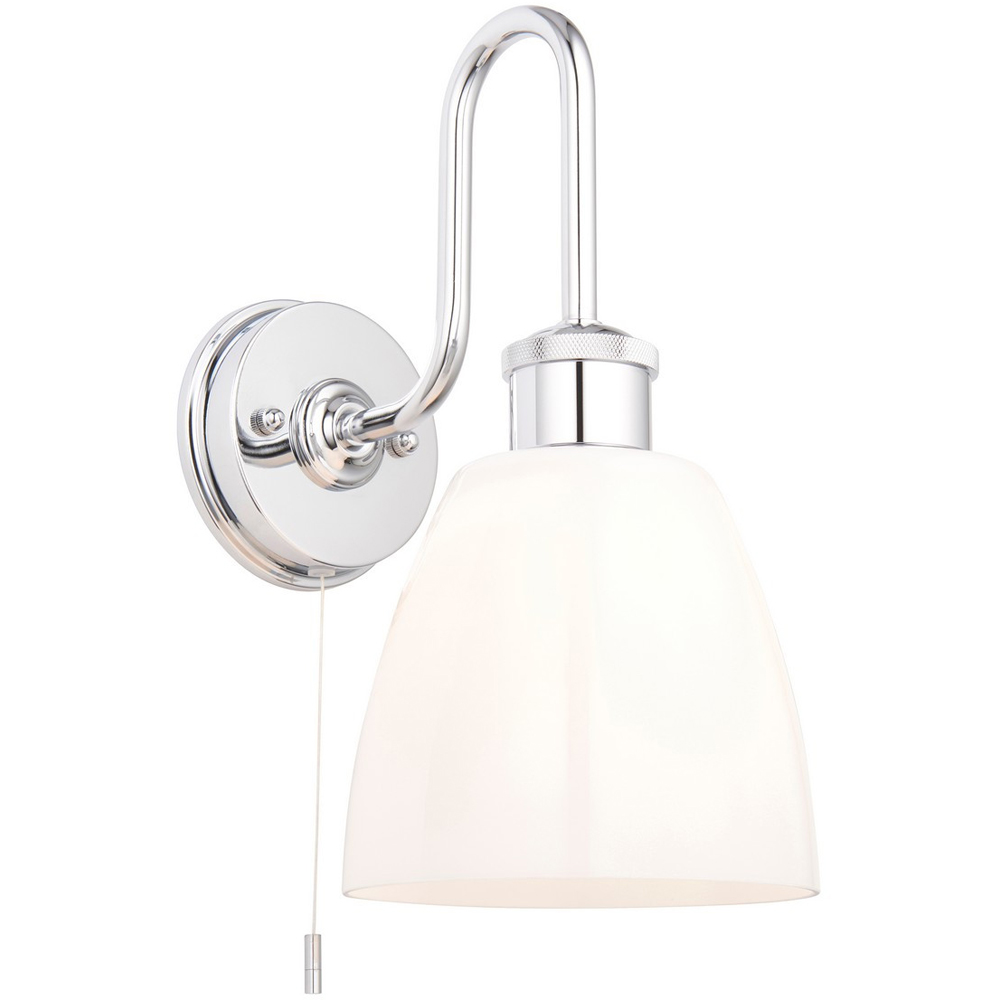 Merano Pozzuoli Opal Glass Chrome Plate Bathroom Wall Light Image 3