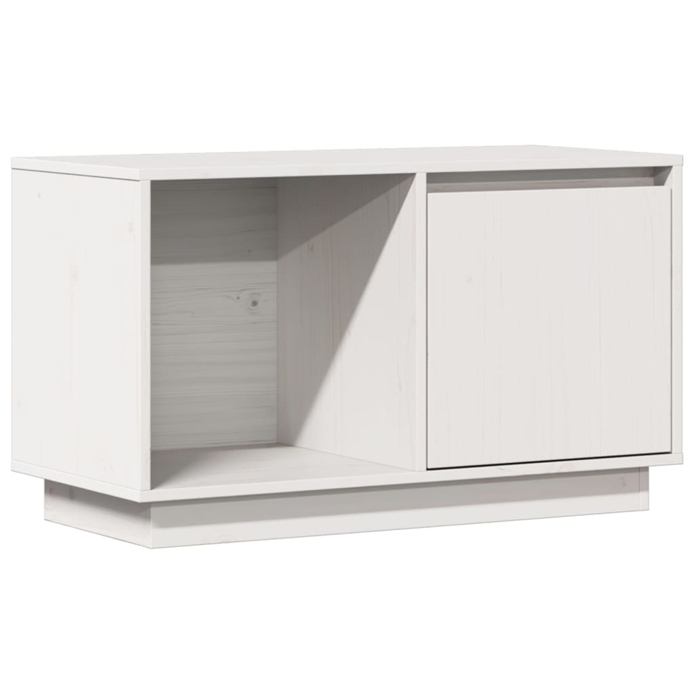 vidaXL Single Door Single Shelf White Solid Pine Wood TV Cabinet Image 2