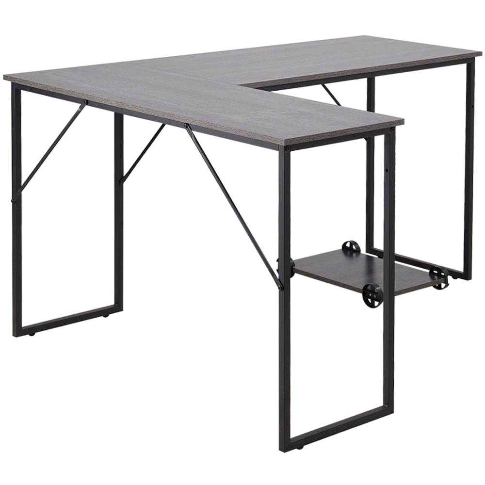 Living and Home L-Shaped Office Desk with Movable Stand Image 2