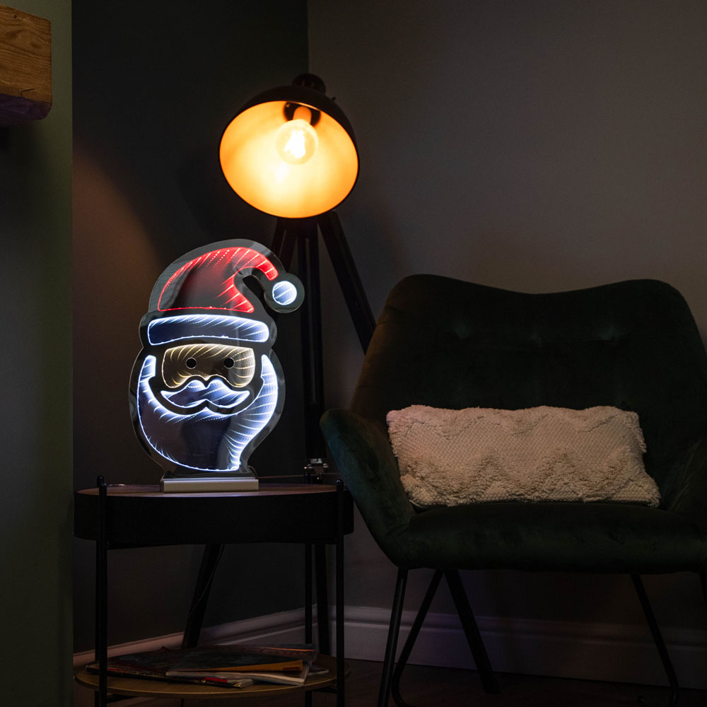 Samuel Alexander Red White and Warm White LED Santa's Face Infinity Christmas Decoration 40cm Image 3
