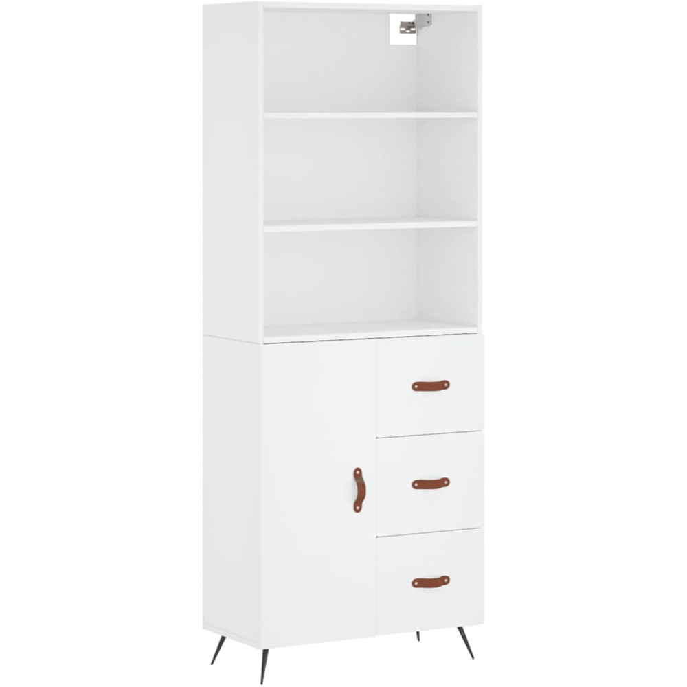 vidaXL Single Door 3 Drawer 3 Shelf White Highboard Image 2