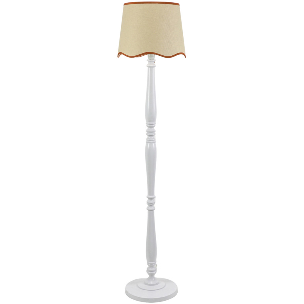 ValueLights Victoria Scallop Rust Edge Shade White Wood LED Floor Lamp Image 1