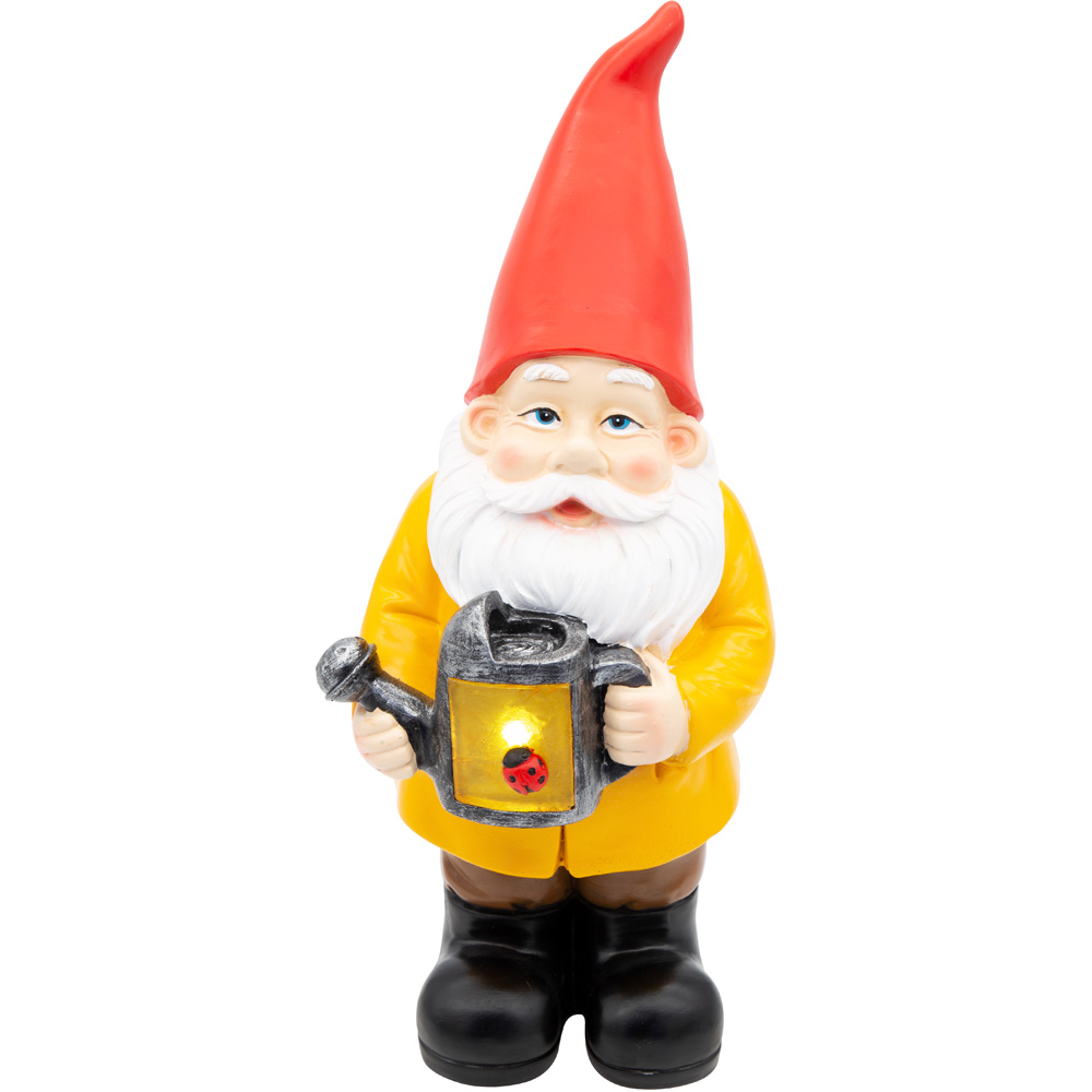 GardenKraft LED Solar Gnome with Water Can Light Up Garden Ornament Image 1