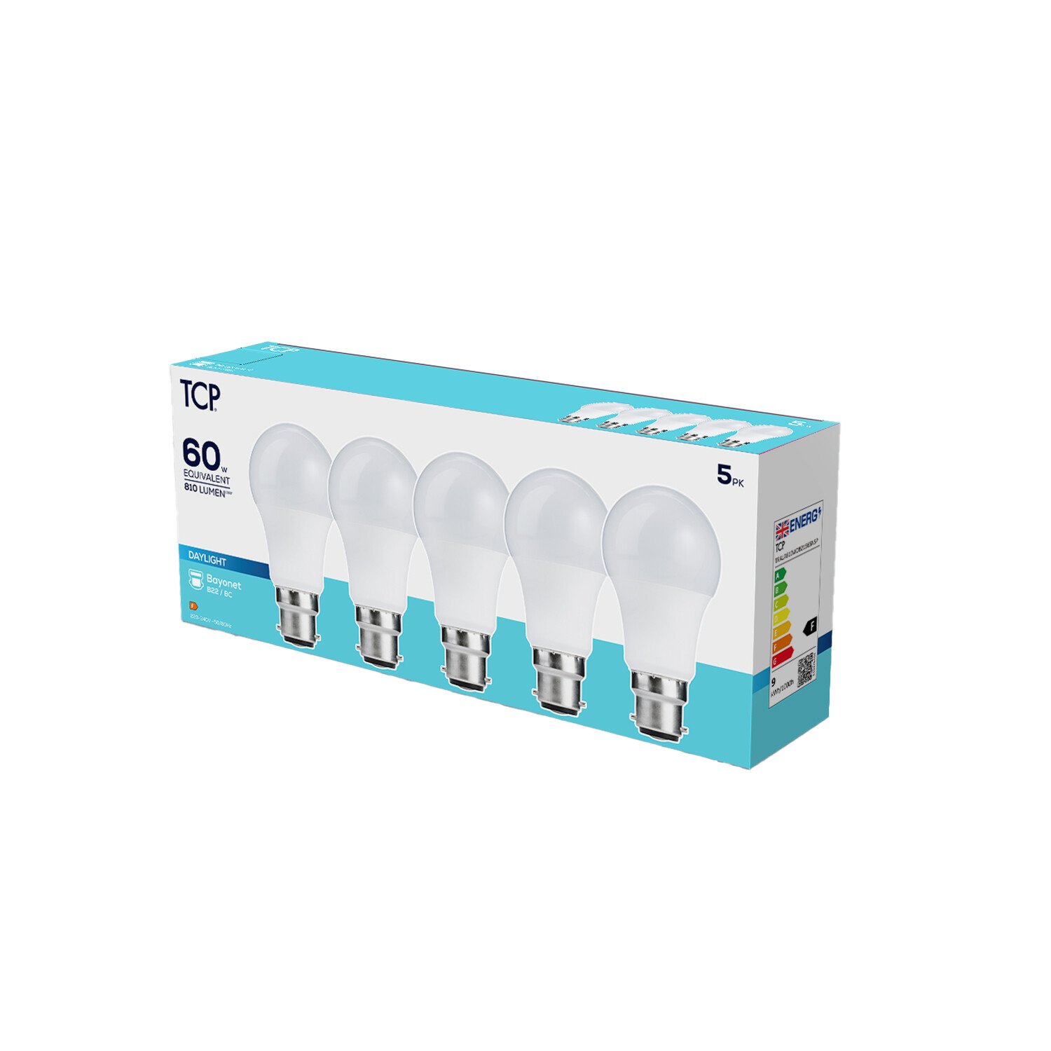 Pack of 5 TCP LED A Shape E27 Bulbs White 810 Image 1