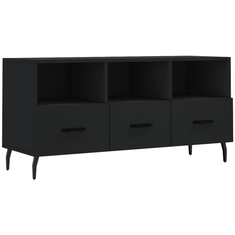 vidaXL 3 Drawer 3 Shelf Black TV Cabinet Image 2
