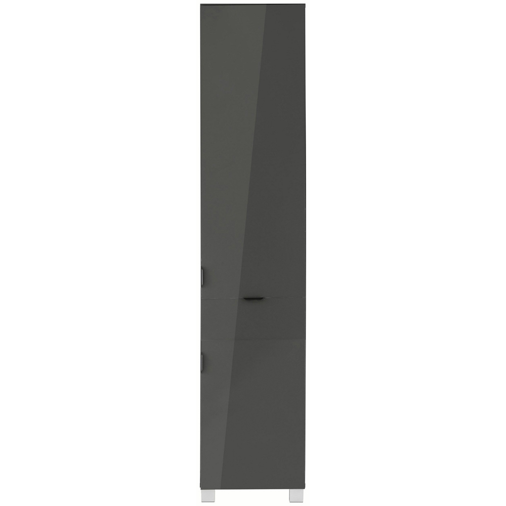 Loft24 Atlas 2 Door Single Drawer Grey Tall Storage Cabinet Image 3