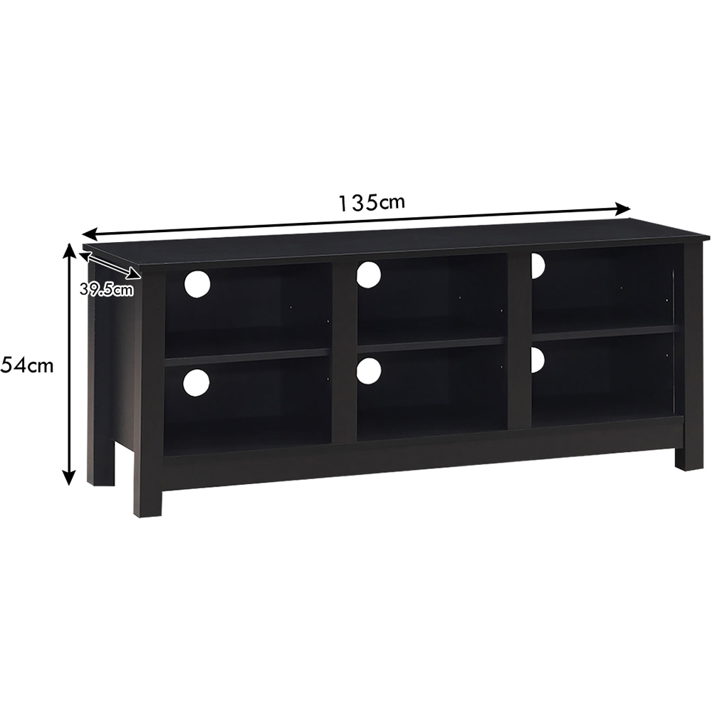 Costway 6 Shelf Black Wooden TV Stand Image 9