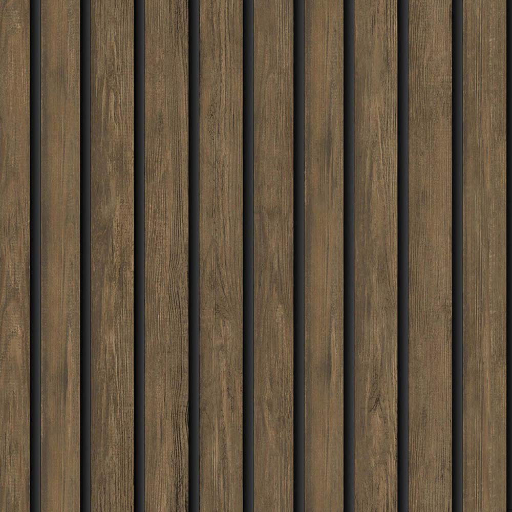 Holden Decor Wood Slat Dark Oak Wallpaper Image 1