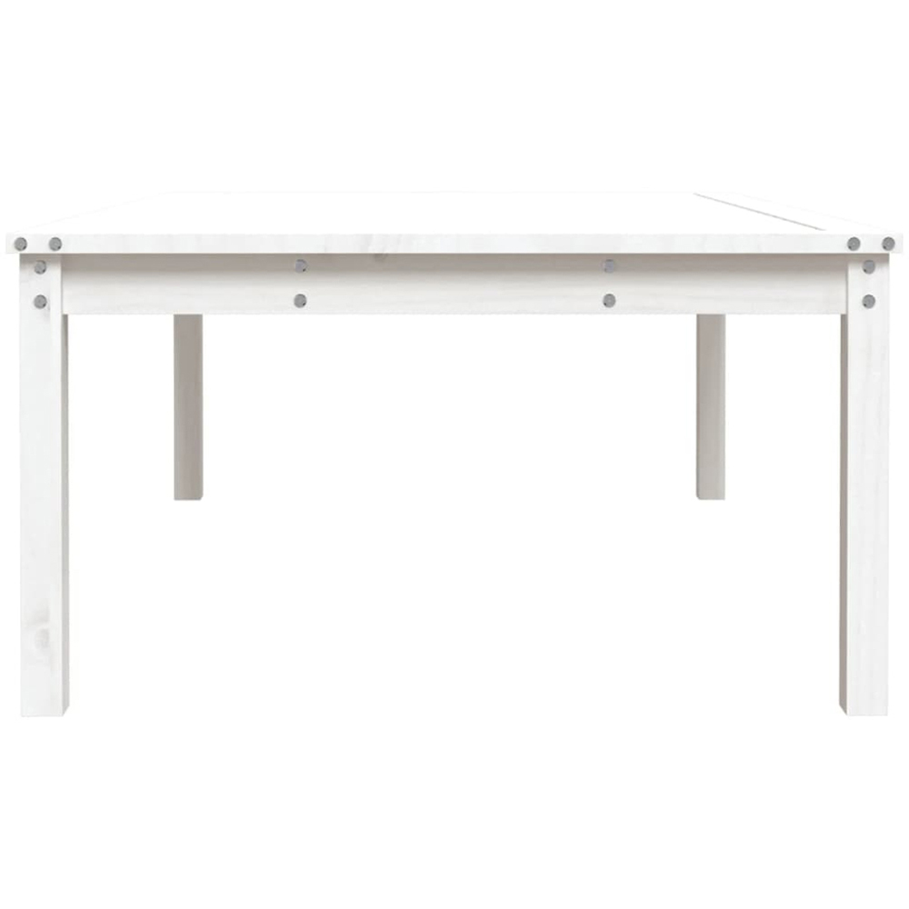 vidaXL White Solid Pine Wood Slatted Garden Table 121 x 82.5cm Image 4