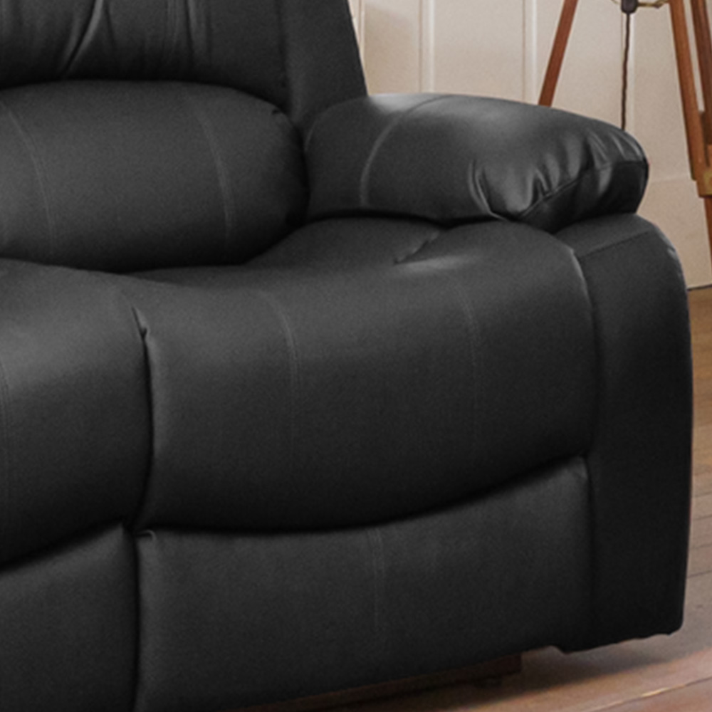 Glendale 2 Seater Black Bonded Leather Manual Recliner Sofa Image 3
