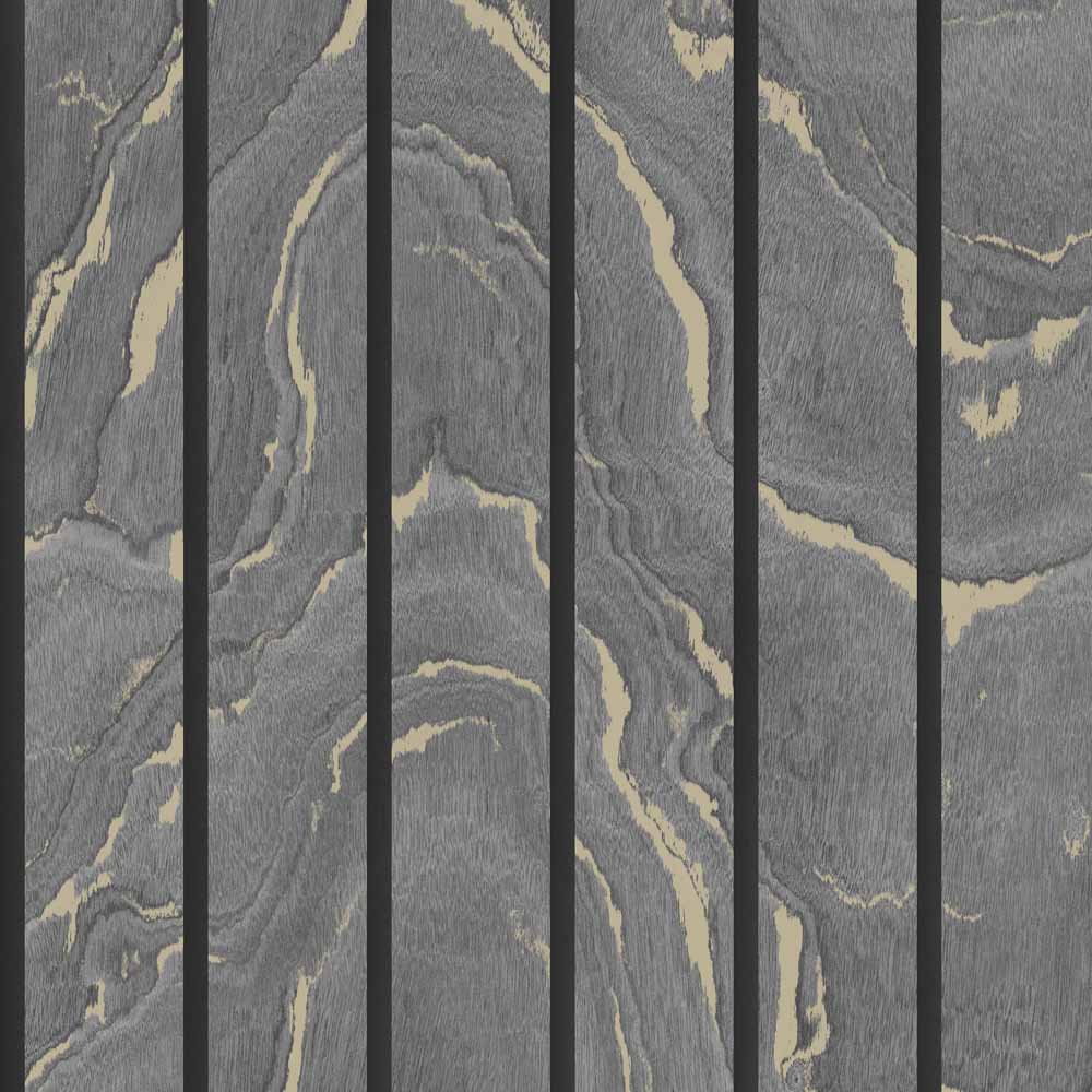 Muriva Woodgrain Panel Charcoal Wallpaper Image 1