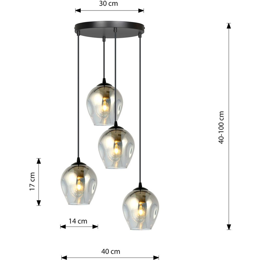 Emibig Istar Prem 4 Light Graphite Shade Black E27 Ceiling Pendant Light Image 8