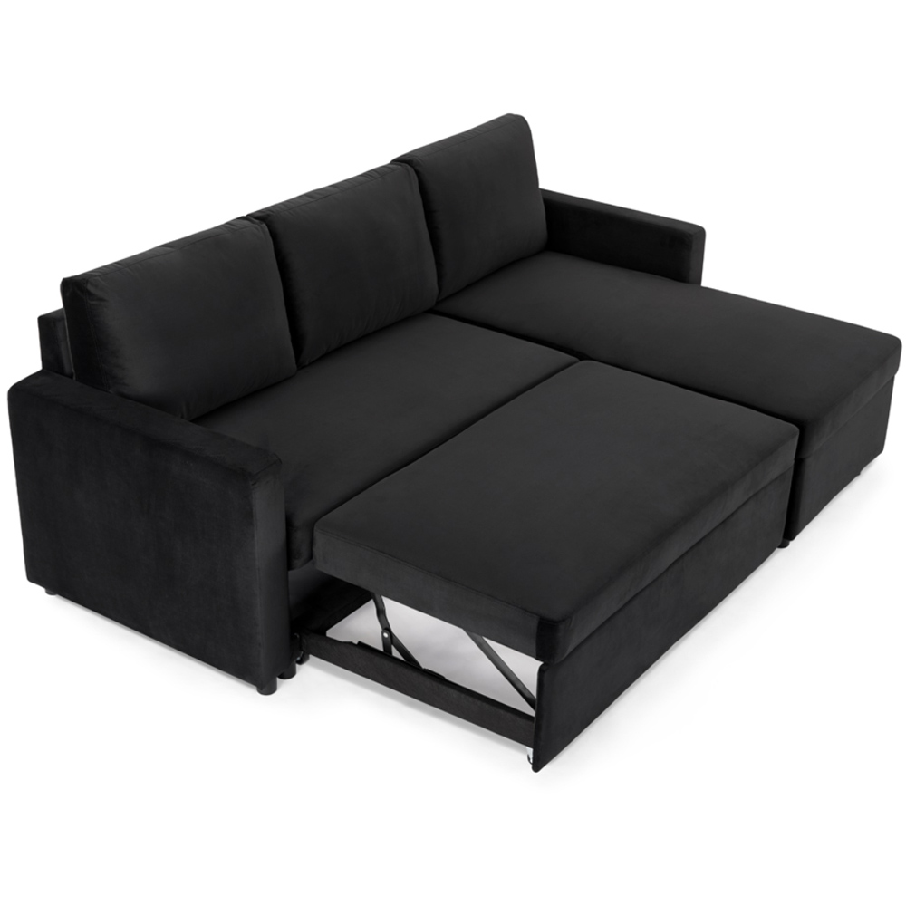 Home Detail Dorset Small Double Sleeper Black Velvet Pull Out Sofa Bed ...