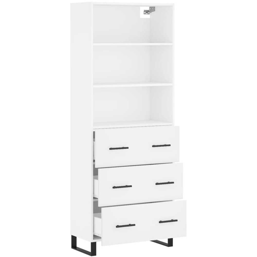 vidaXL 3 Drawer 3 Shelf White Highboard Image 4