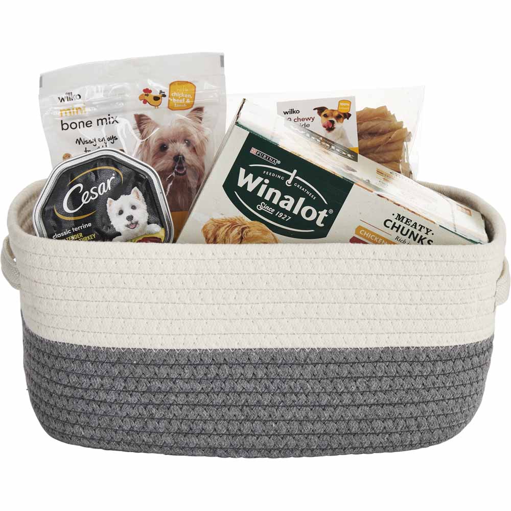 Wilko Small Grey and White Rope Tote Image 4
