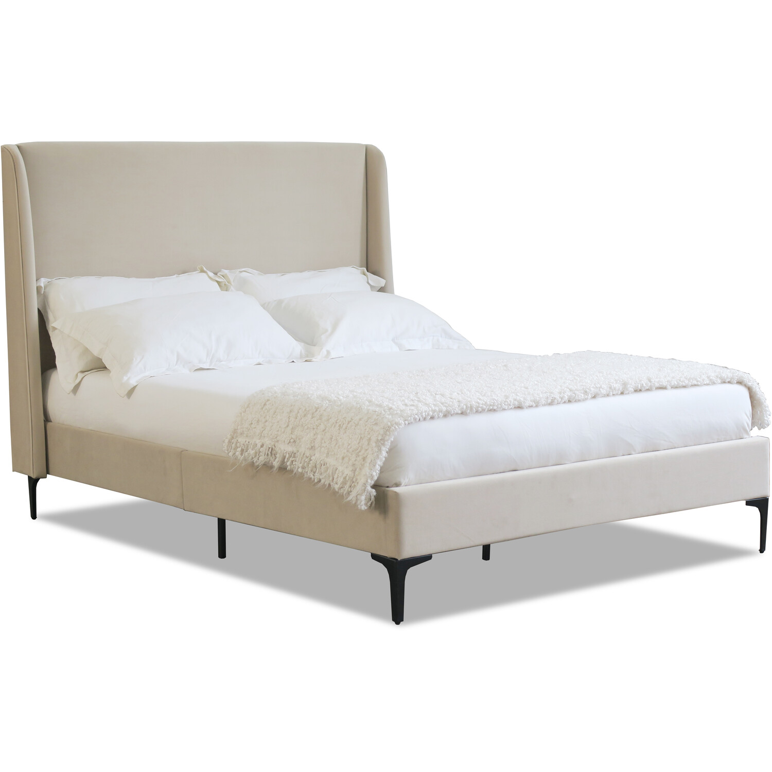 Lauren Double Cream Fabric Wooden Bed Image 3