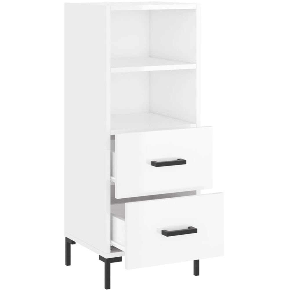 vidaXL 2 Drawer 2 Shelf High Gloss White Sideboard Image 5