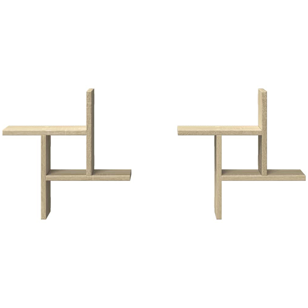 vidaXL 3 Shelf Sonoma Oak Wall Shelf Set of 2 Image 4