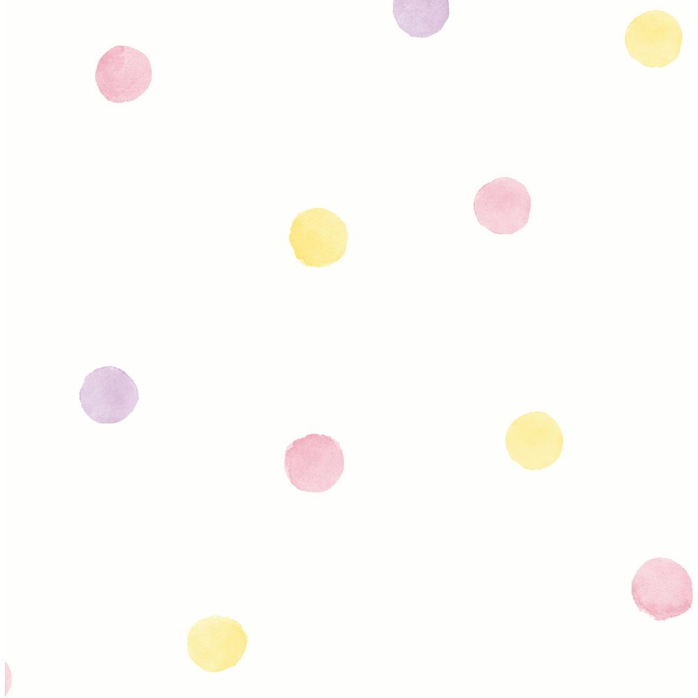 Holden Watercolour Polka Dots Pink and Yellow Wallpaper Image 1