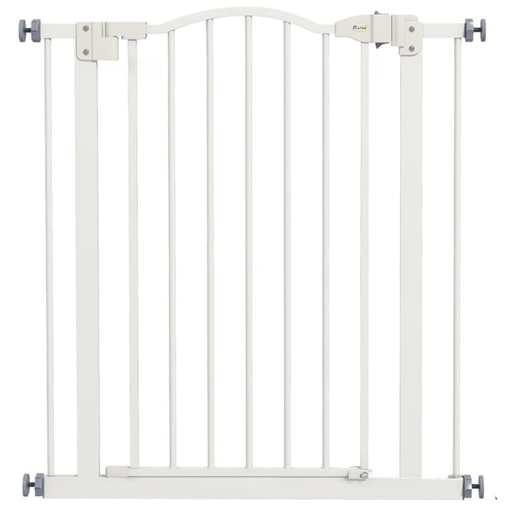 PawHut White 74-80cm Adjustable Metal Pet Safety Gate Image 1