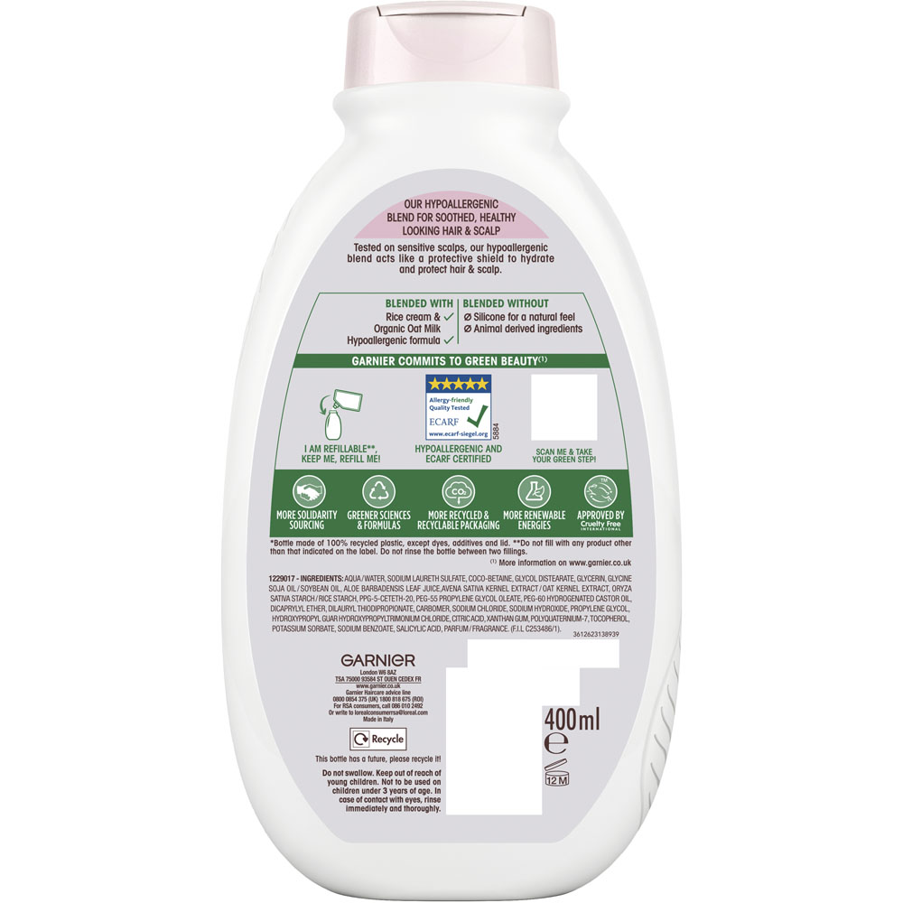 Garnier Ultimate Blends Oat Milk Sensitive Scalp Shampoo 400ml Image 4