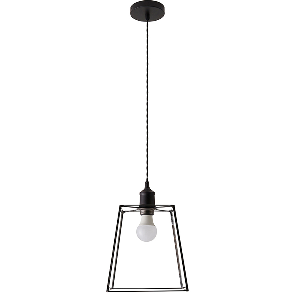 ValueLights Susie Single Glass Lantern Shade Matte Black LED Ceiling Pendant Light Image 1