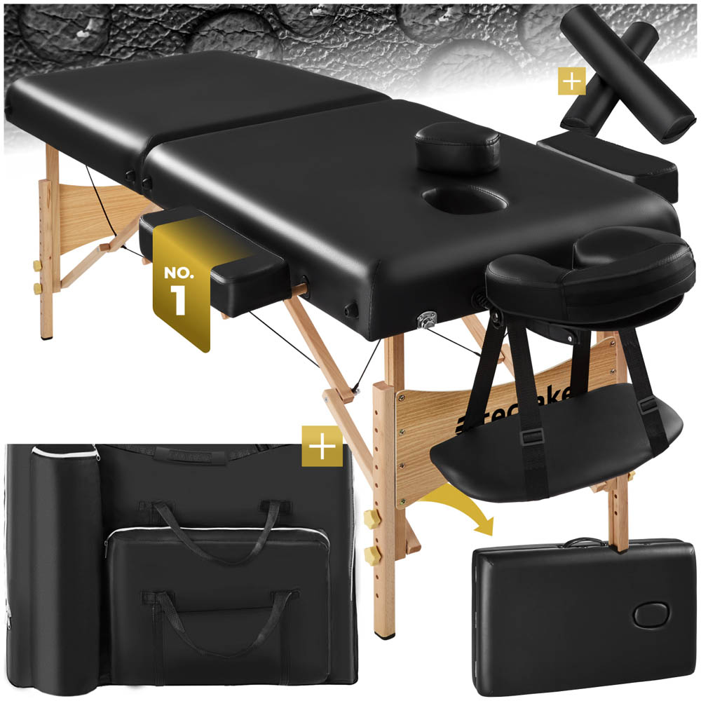Massage Table - 2-zone, 7.5 cm padding, including bolsters, bag, head- and armrests - Black Image 3