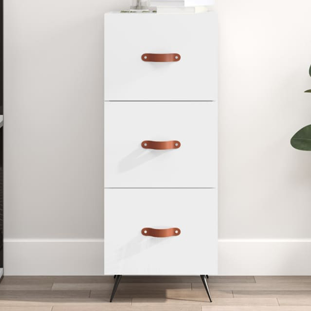 vidaXL 3 Drawer High Gloss White Sideboard Image 1
