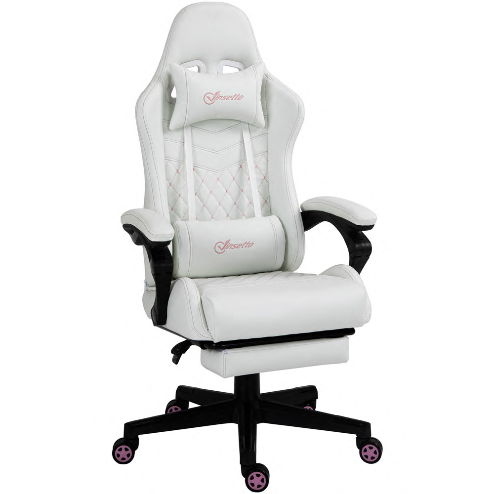 Portland White PU Leather Swivel Gaming Chair Image 2