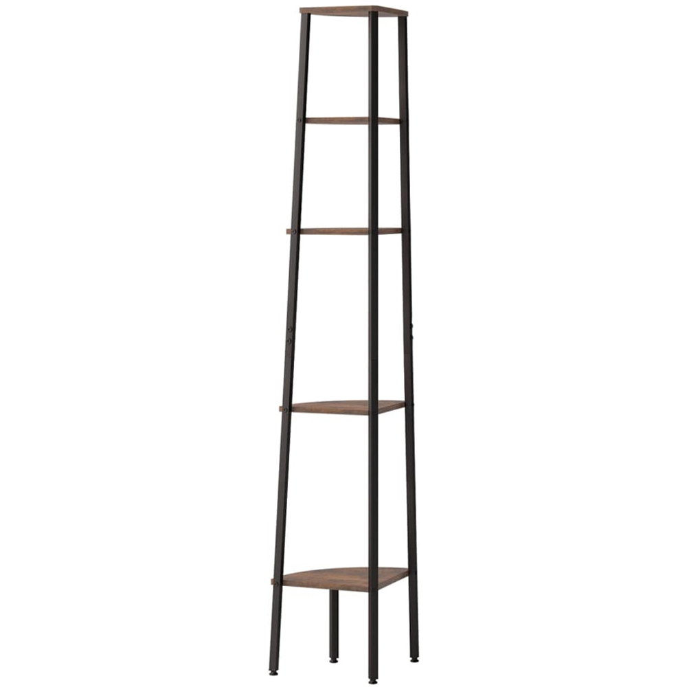 vidaXL 5-Tier Dark Brown and Black Corner Shelf Image 3