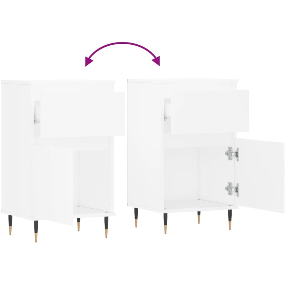 vidaXL Single Door Single Drawer White Sideboard Set of 2 Image 9
