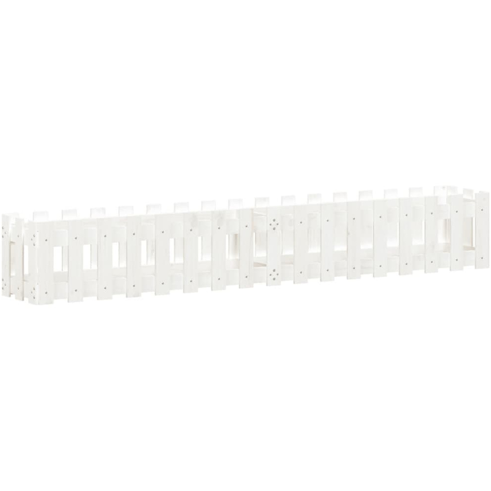 vidaXL White Solid Pine Wood Fence Design Raised Garden Bed 30 x 200 x 30cm Image 3