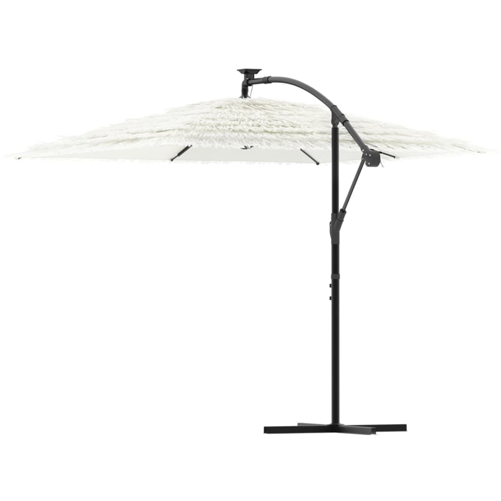 vidaXL White Straw Top Cantilever Parasol with Steel Pole 2.4m Image 4