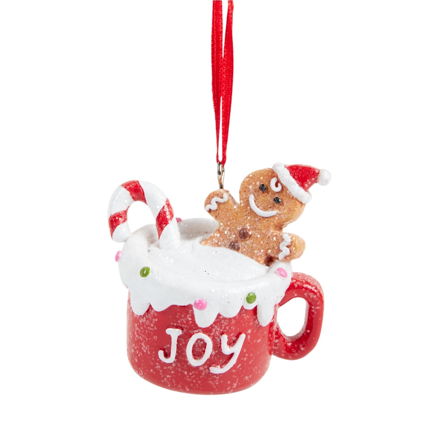 Hanging Gingerbread Cup Decoration Red and White Image 2