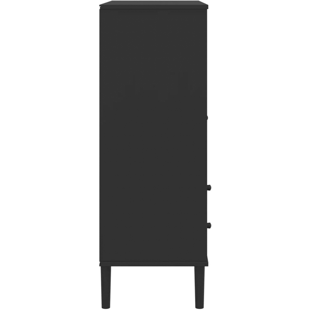 vidaXL Single Door 2 Drawer 2 Shelf Black Rattan Solid Pine Wood Highboard Image 7