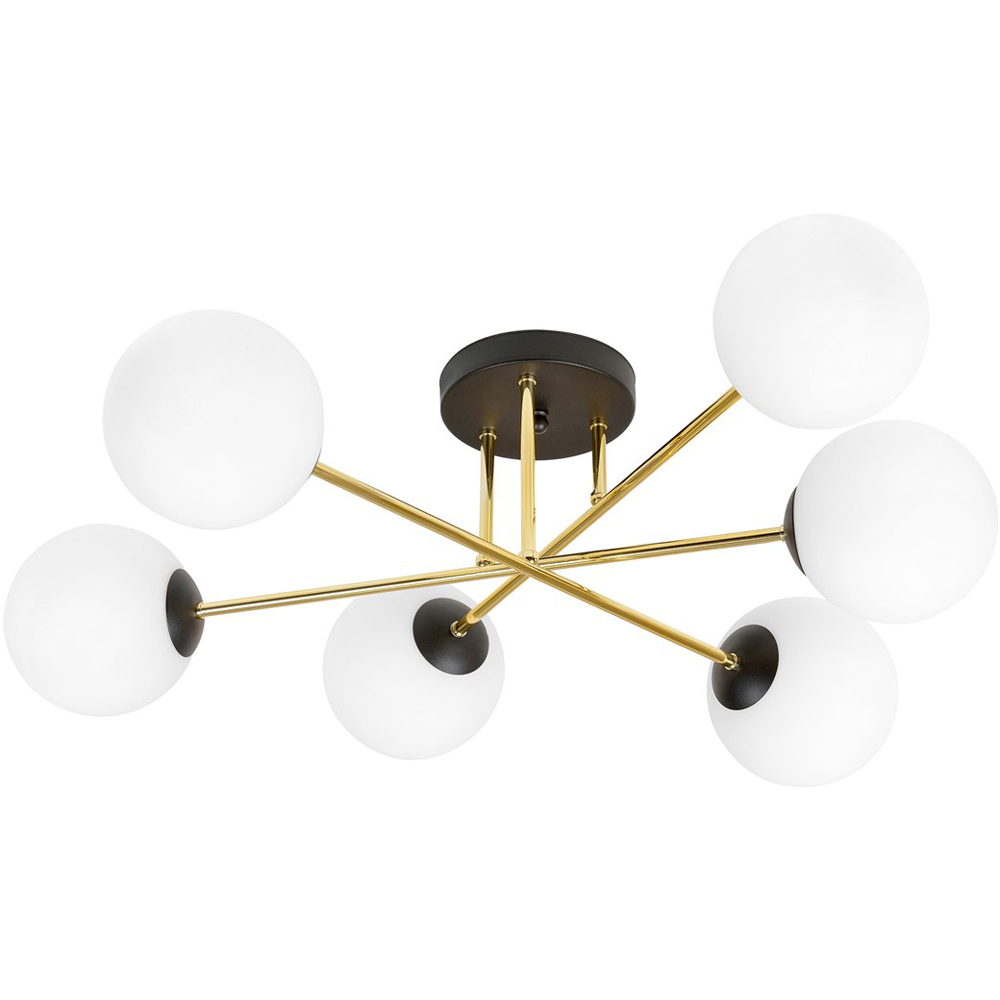 Emibig Magnum 6 Light White Shade Black and Gold E14 Ceiling Light Image 1