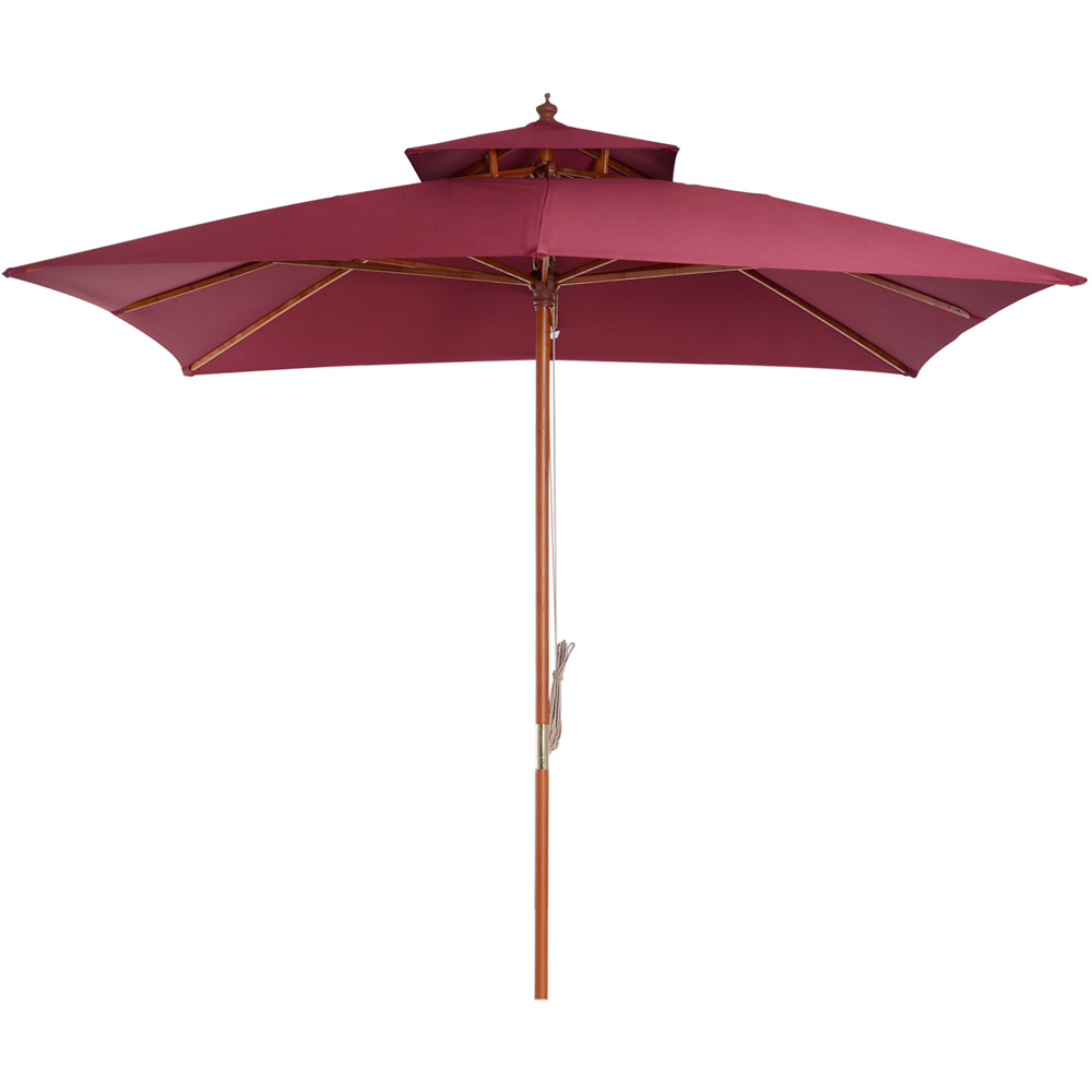 Outsunny Wine Red Bamboo Parasol 3m Image 1