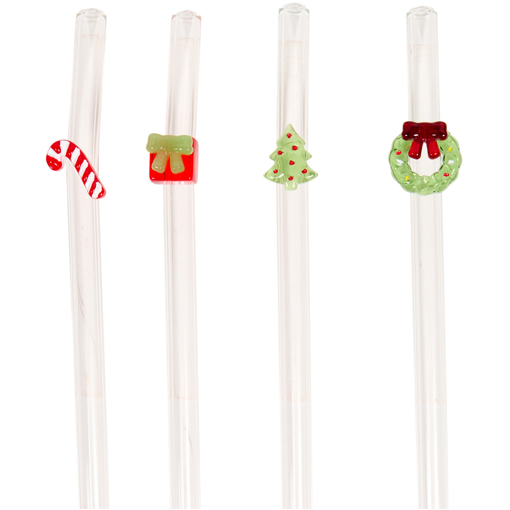 Pack of 4 Christmas Icon Straw Set with Brush Image 4