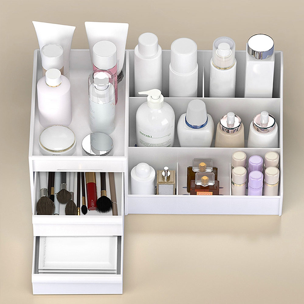 Living and Home Small White Makeup Organiser with 2 Drawers Image 7
