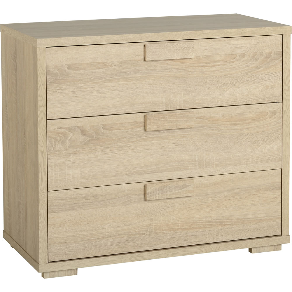 Cambourne 3 Drawer Oak Effect Chest of Drawers Image 1