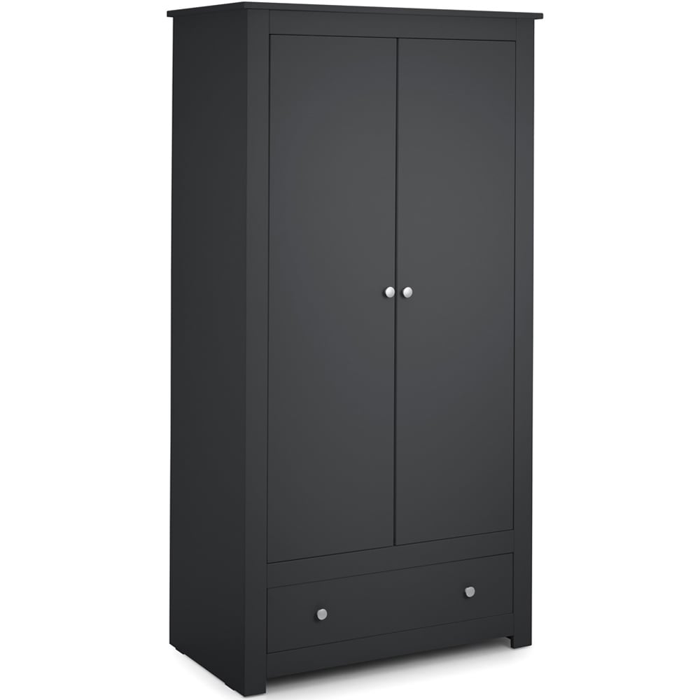 Julian Bowen Radley 2 Door Single Drawer Anthracite Wardrobe Image 2