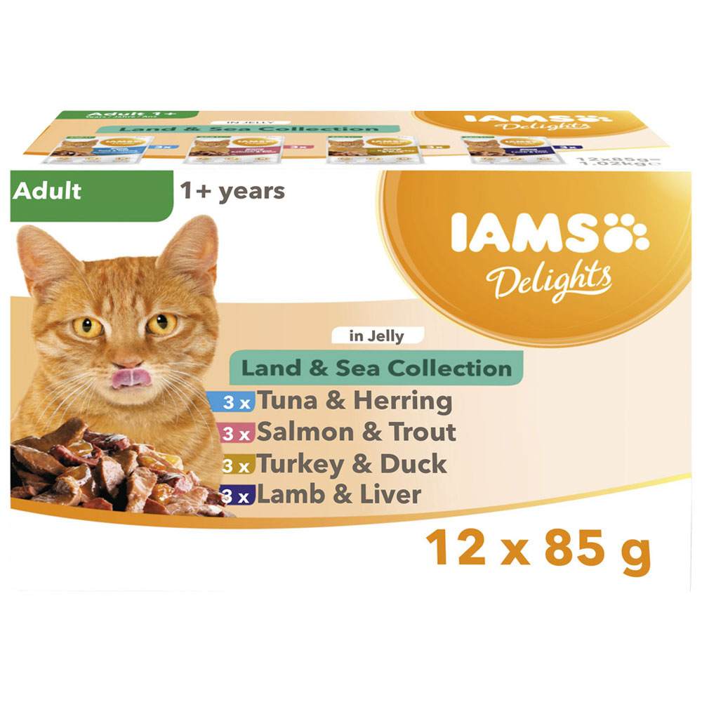 IAMS Delights Land and Sea Collection in Jelly Cat Food 12 x 85g Image 1