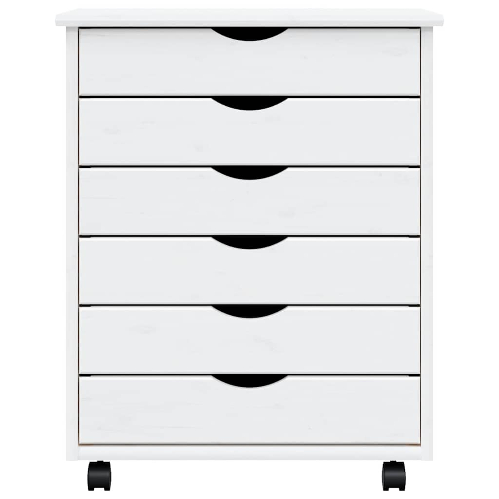 vidaXL Moss 6 Drawer White Solid Pine Mobile Chest of Drawers Image 5