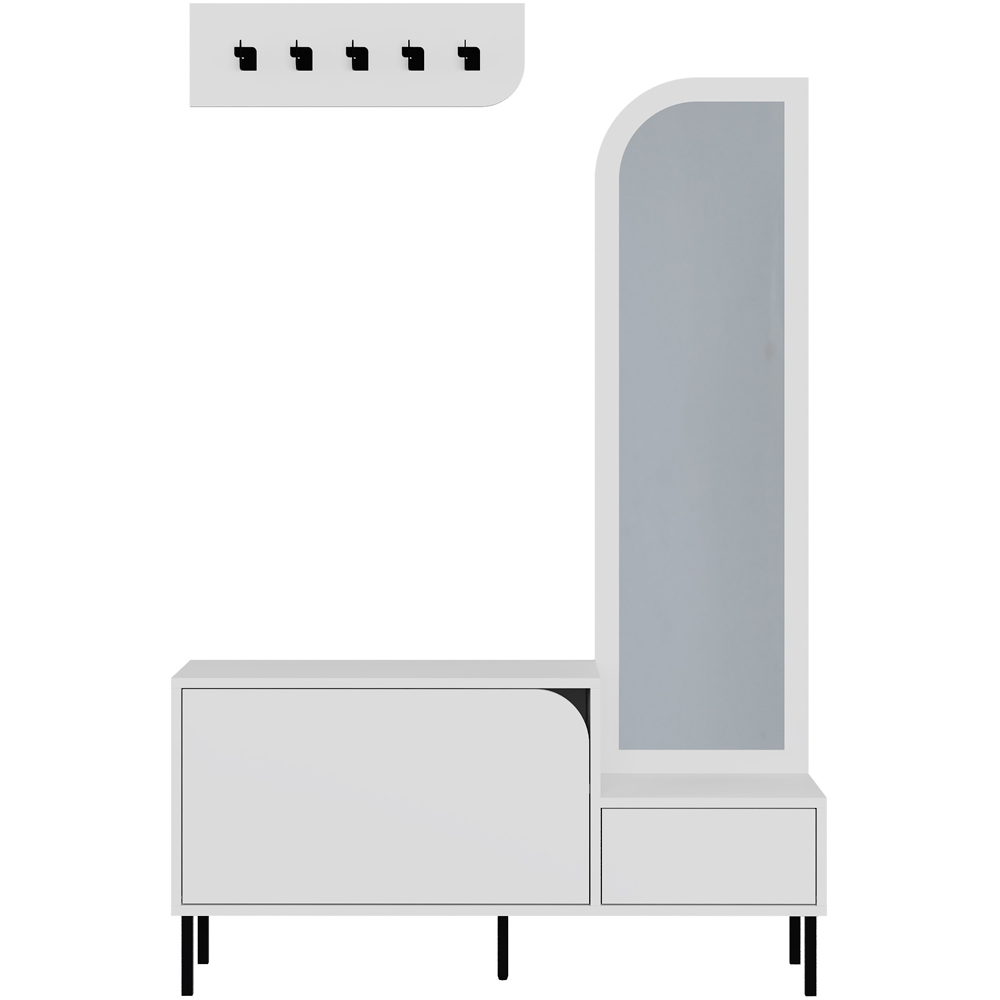 Decortie Mila 2 Door White Mirror Coat Stand and Shoe Cabinet Image 2